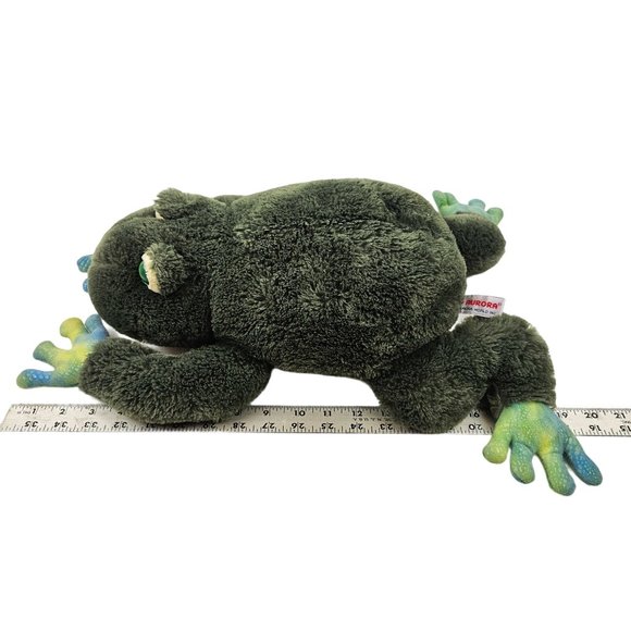 Aurora World Stuffed Animal Frog Green Plush Pet Toy 19" Plastic Eyes - Picture 3 of 10